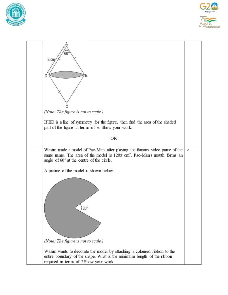 Class 10 Mathematics Additional Sample Question Paper 2023-24 16