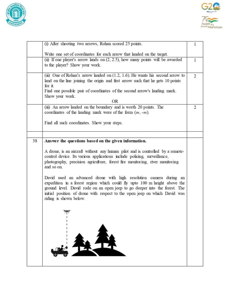 Class 10 Mathematics Additional Sample Question Paper 2023-24 25