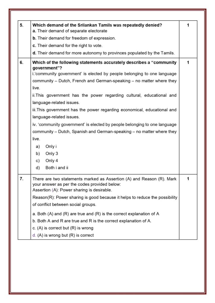 Class 10 Social Science Additional Sample Question Paper 2023-24 3