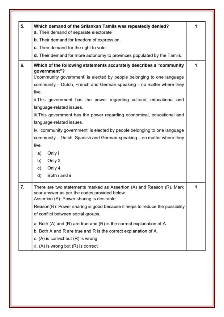 Class 10 Social Science Additional Sample Question Paper 2023-24 3