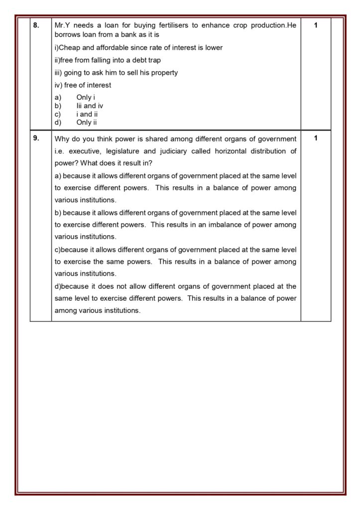 Class 10 Social Science Additional Sample Question Paper 2023-24 4