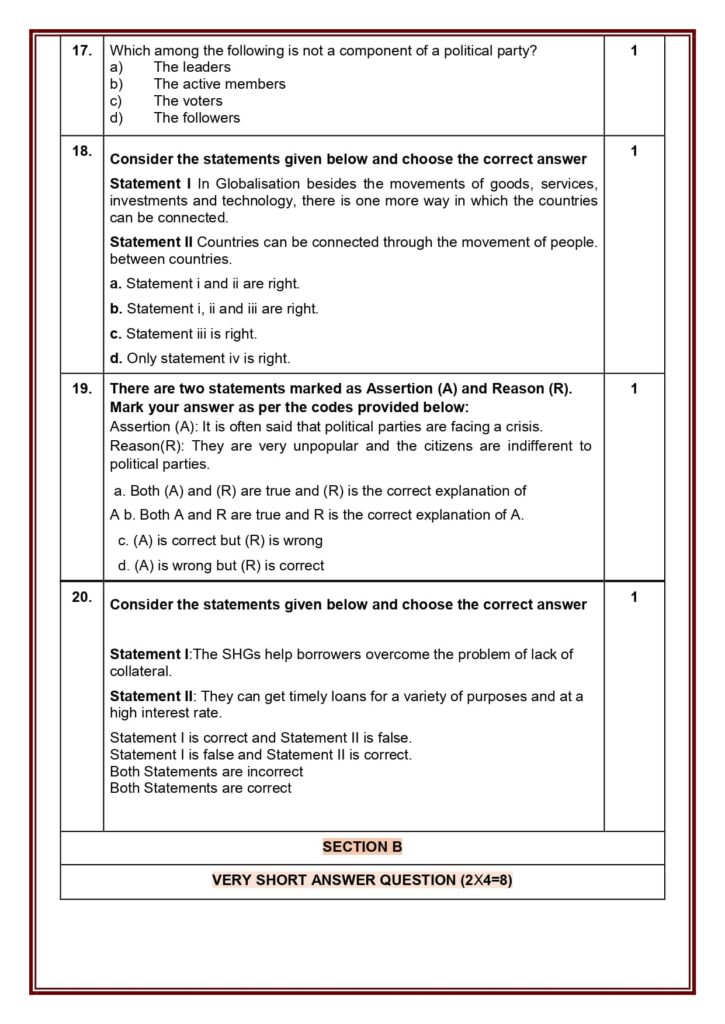 Class 10 Social Science Additional Sample Question Paper 2023-24 7