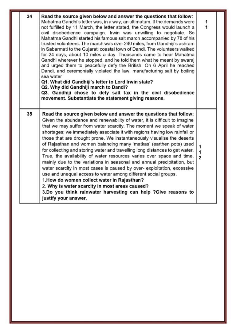 From MCQs To Map Skills: Class 10 Social Science Sample Paper 2023-24 ...