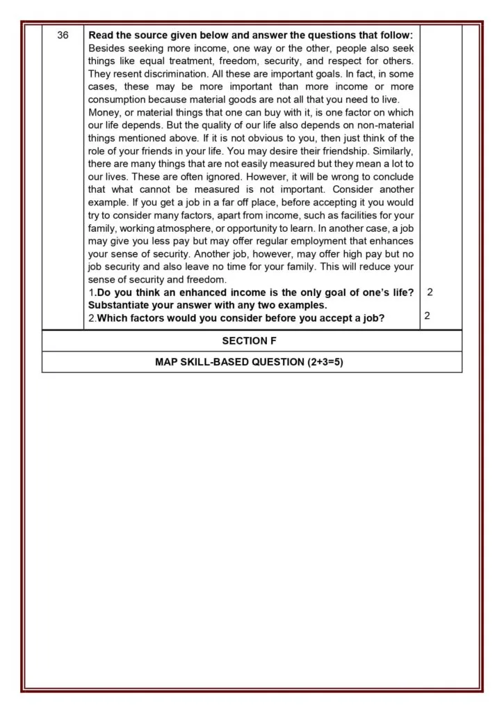Class 10 Social Science Additional Sample Question Paper 2023-24 11