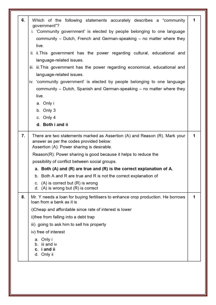 Class 10 Social Science Additional Sample Question Paper Solutions 2023-24 3