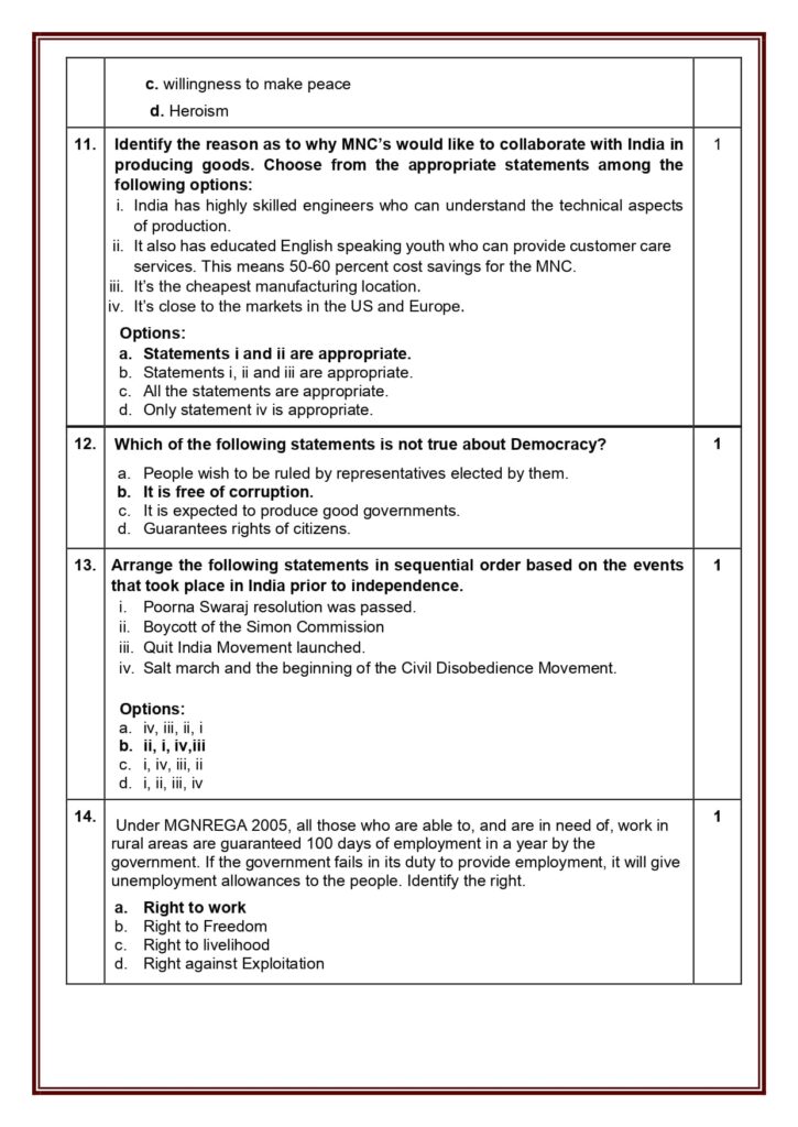 Class 10 Social Science Additional Sample Question Paper Solutions 2023-24 5