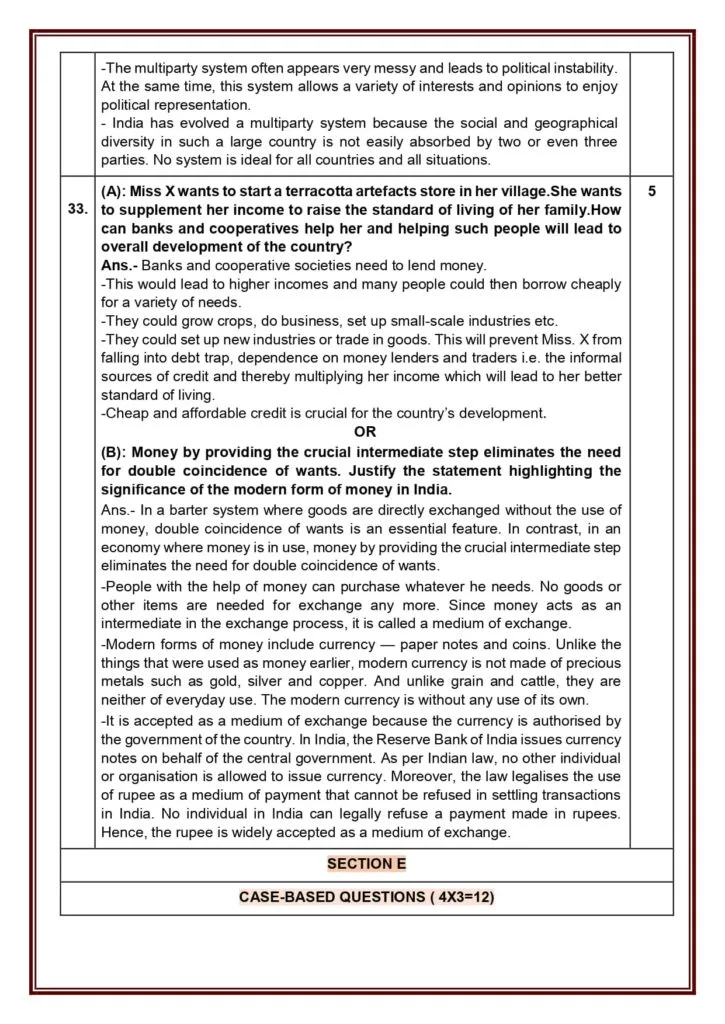 Class 10 Social Science Additional Sample Question Paper Solutions 2023-24 14