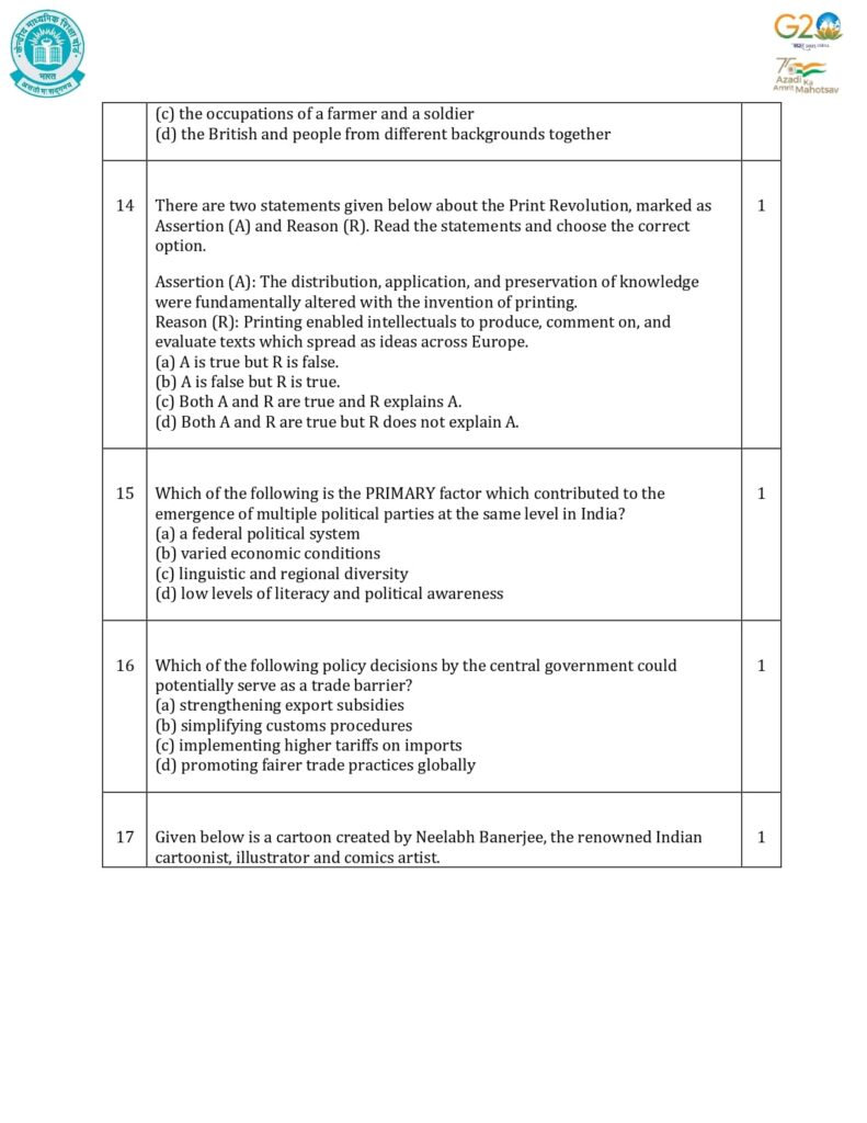 Class 10 Social Science Sample Question Paper 2023-24 7