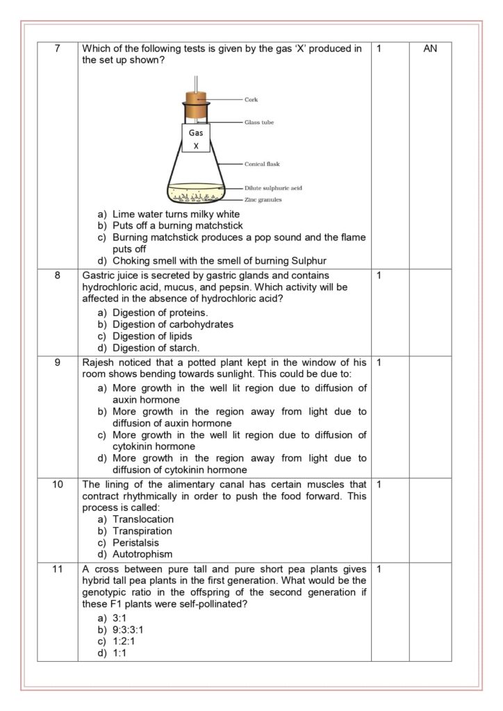 science class 10 sample paper 2023-24 3