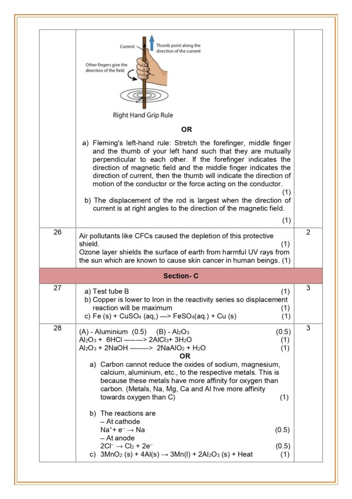Class 10 Science Sample Paper Solution 2023-24 3