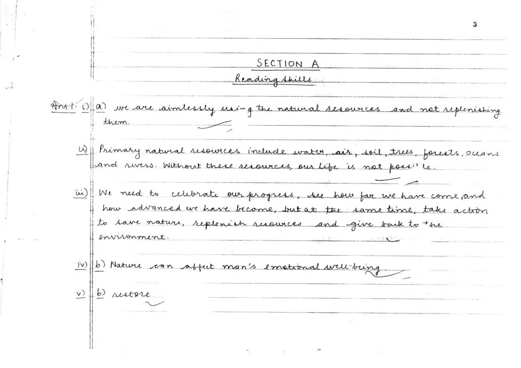 class 12 english topper's answer sheet for 2023