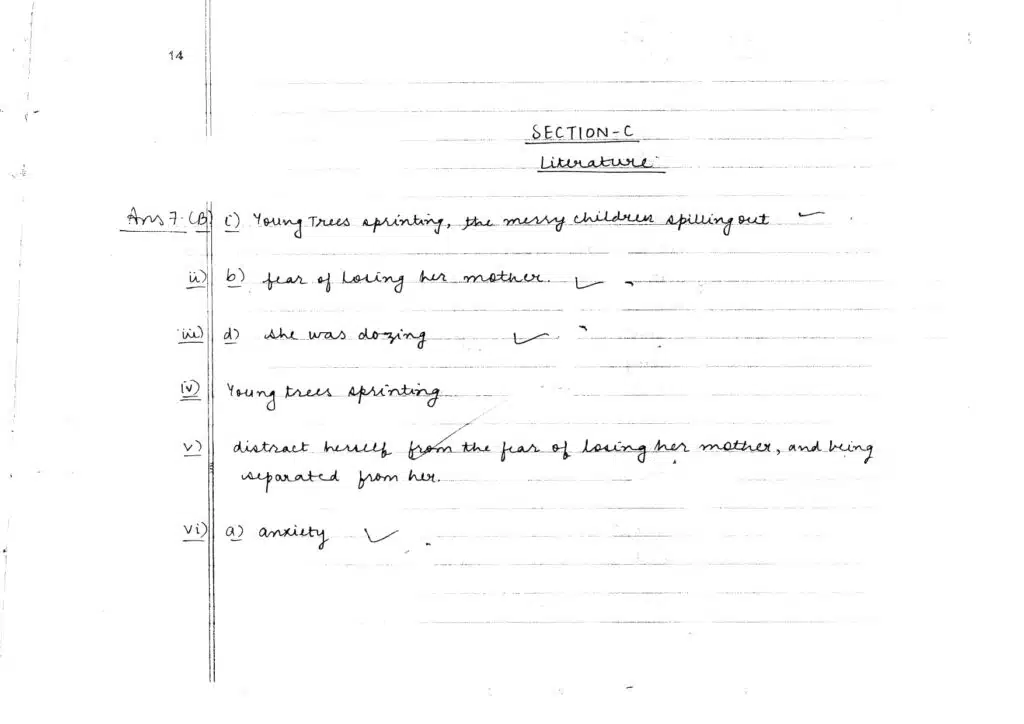 class 12 english topper's answer sheet for 2023