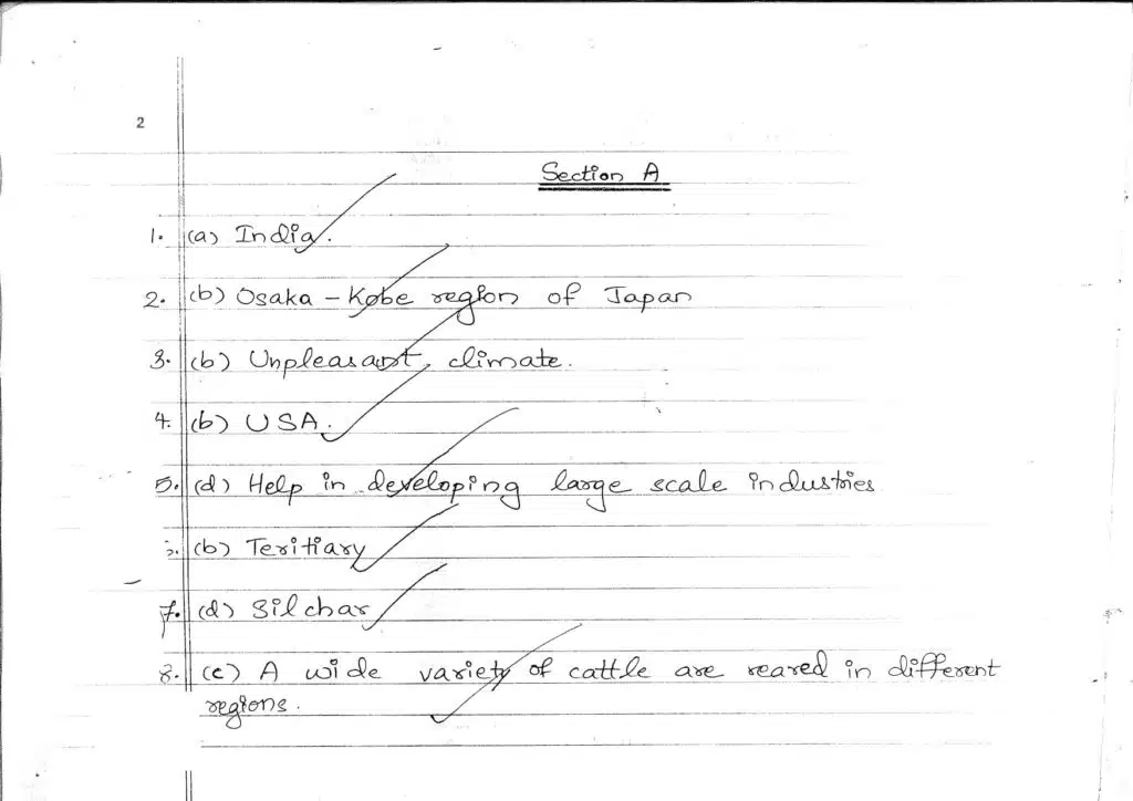 class 12 geography 2023 topper answer sheet