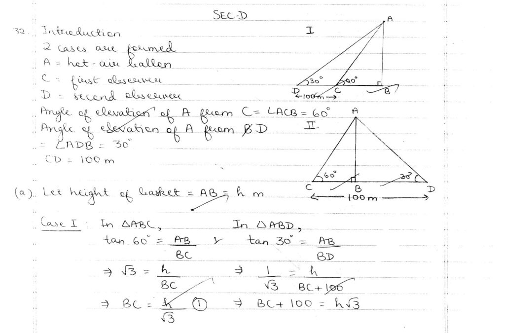 cbse class 10 maths standard 2023 topper answer sheet