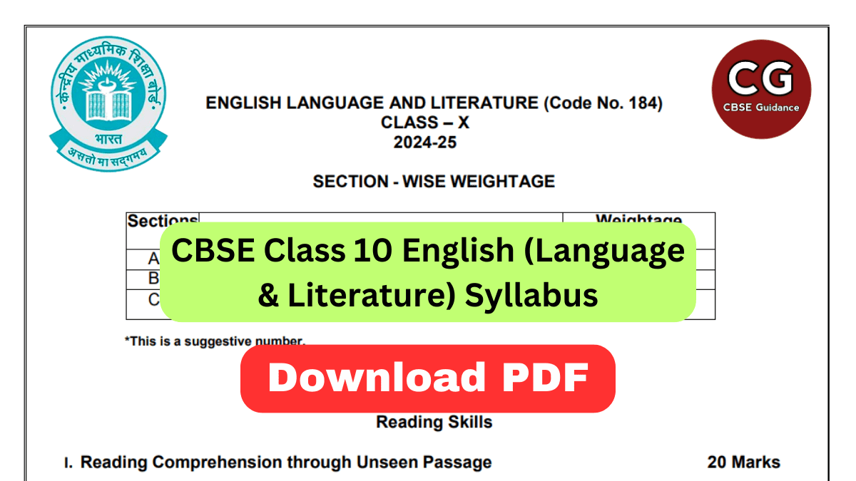 cbse class 10 english syllabus for 2024-25