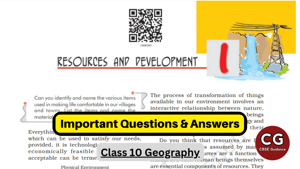 resources and development class 10 important questions answers