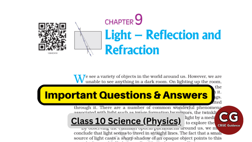 light reflection and refraction class 10 important questions answers