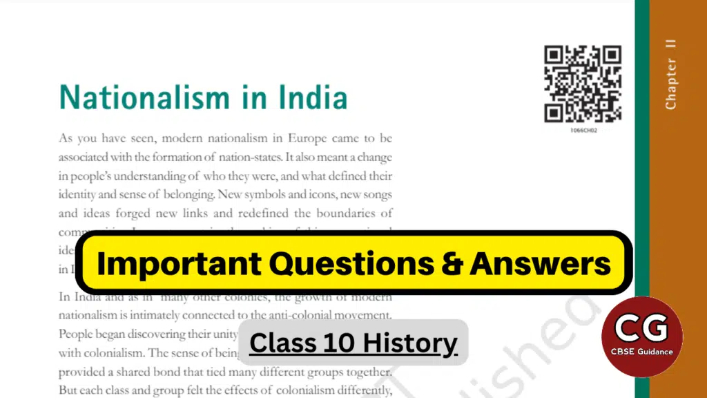 nationalism in india class 10 important questions answers