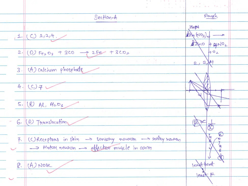 CBSE Class 10 Science 2024 Topper’s Answer Sheet: Download with Solutions