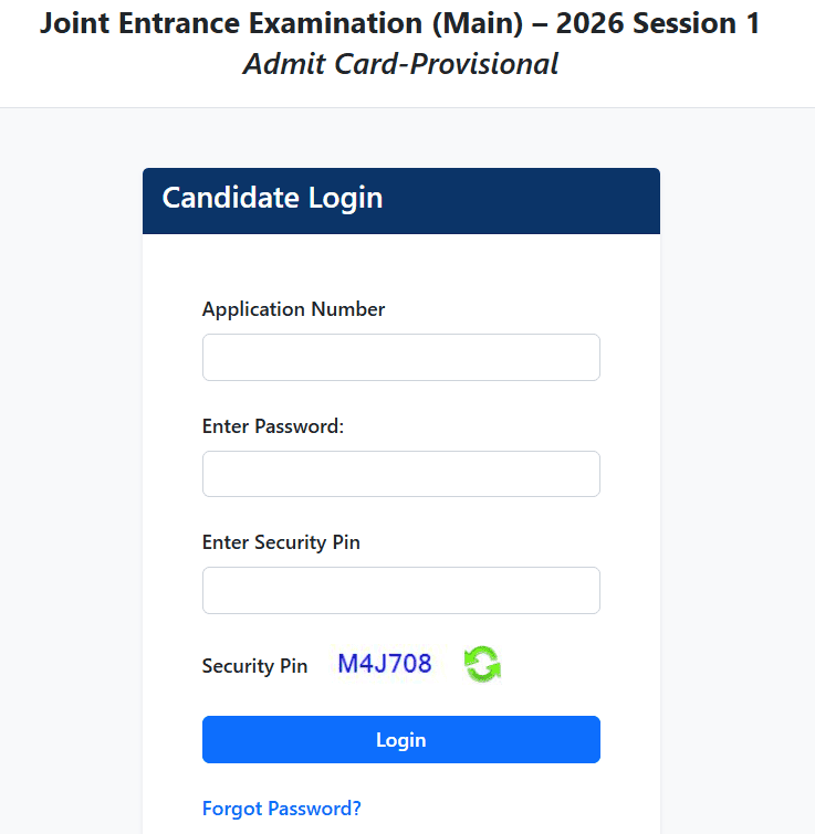 jee main session 1 admit card download