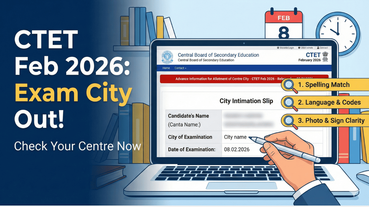 ctet feb 2026 exam city intimation slip download