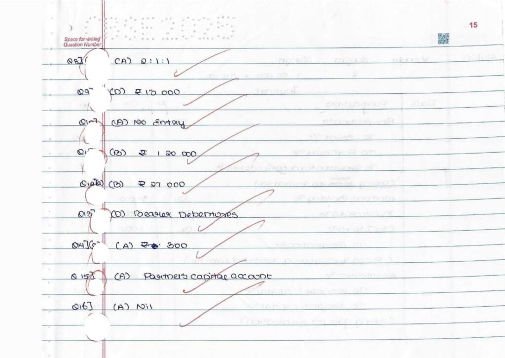 CBSE Class 12 Accountancy Topper Answer Sheet 2025 (PDF) + Marking Scheme