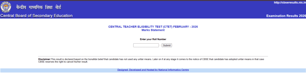 Check the CTET feb Result 2026